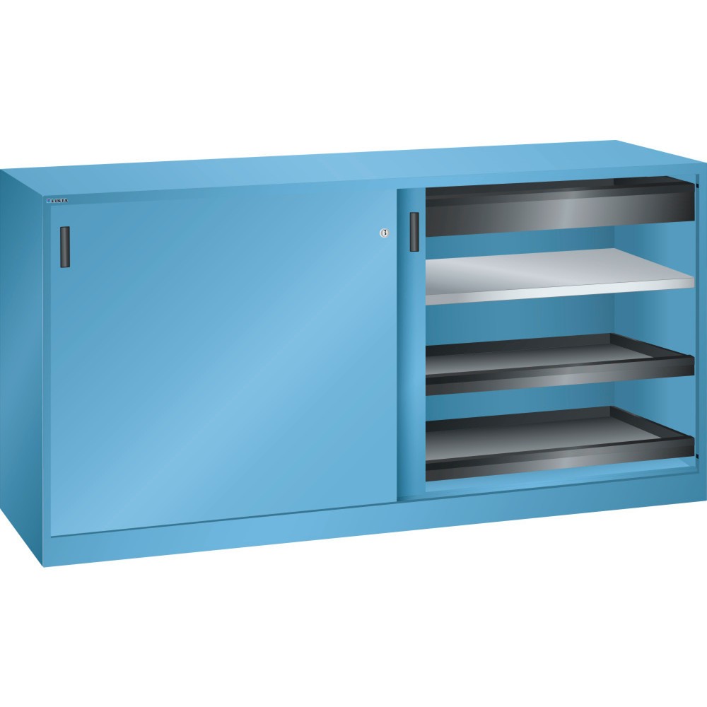 LISTA Werkzeugschrank, (BxTxH) 2000x580x1000mm, 4 Auszüge, 2 Schubladen, lichtblau