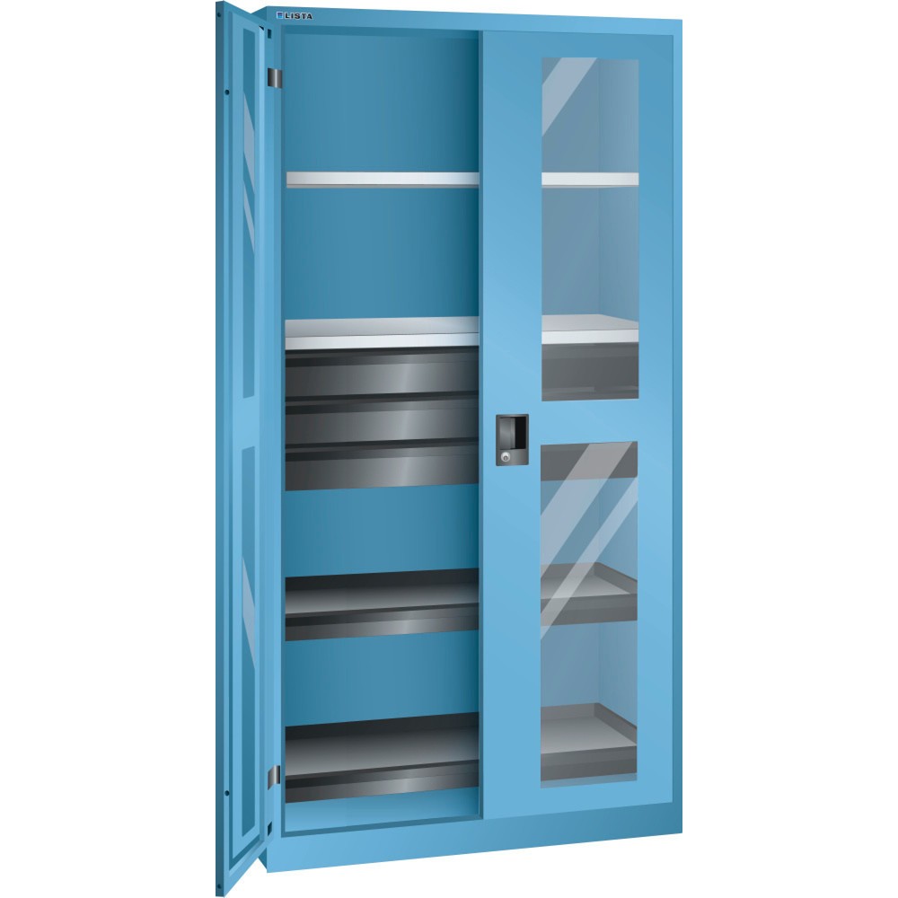 LISTA Werkzeugschrank, (BxTxH) 1000x580x1950mm, 2 Auszüge, 3 Schubladen, lichtblau, CODE Lock