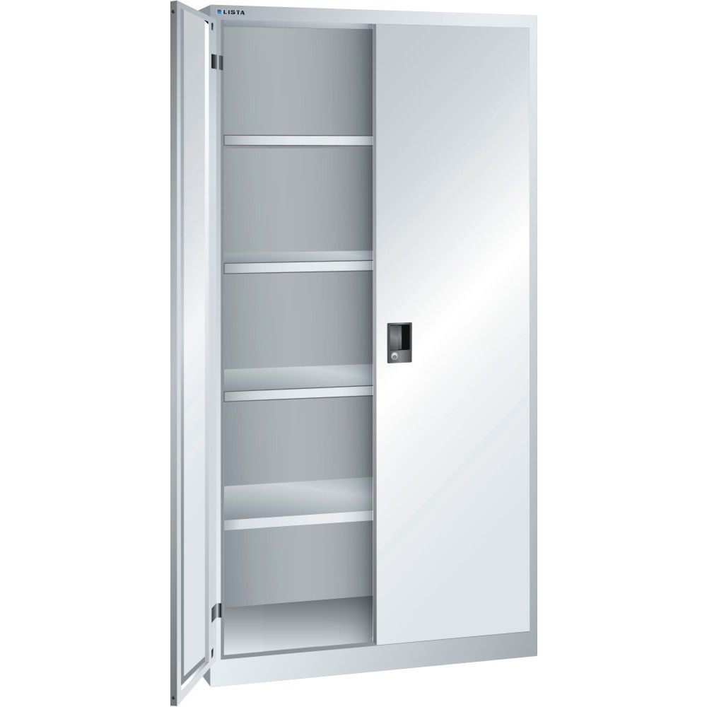 LISTA Flügeltürschrank, (BxTxH) 1000x500x1950mm, 4 Verstellböden, lichtgrau, CODE Lock