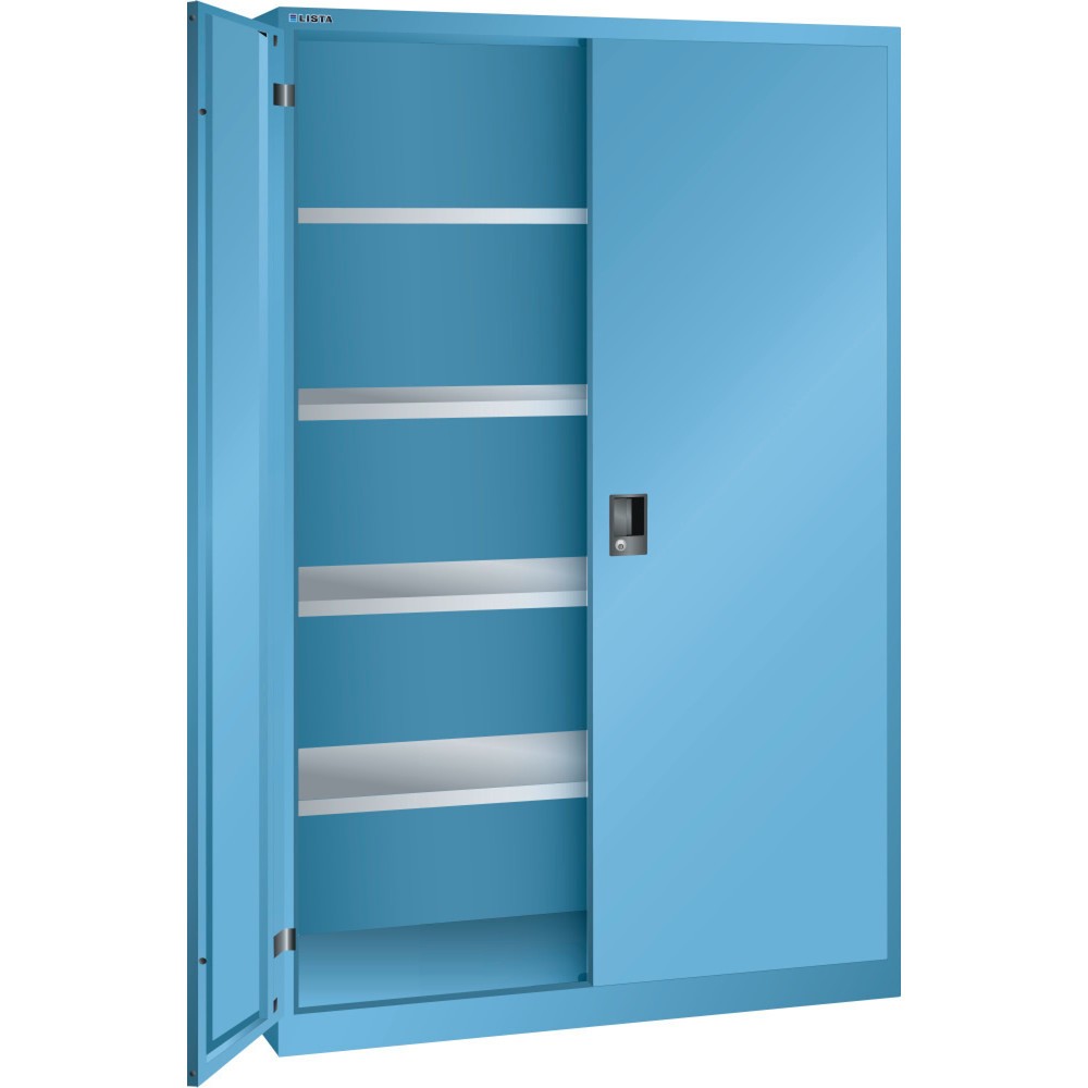 LISTA Flügeltürschrank, (BxTxH) 1250x580x1950mm, 4 Verstellböden, lichtblau, CODE Lock