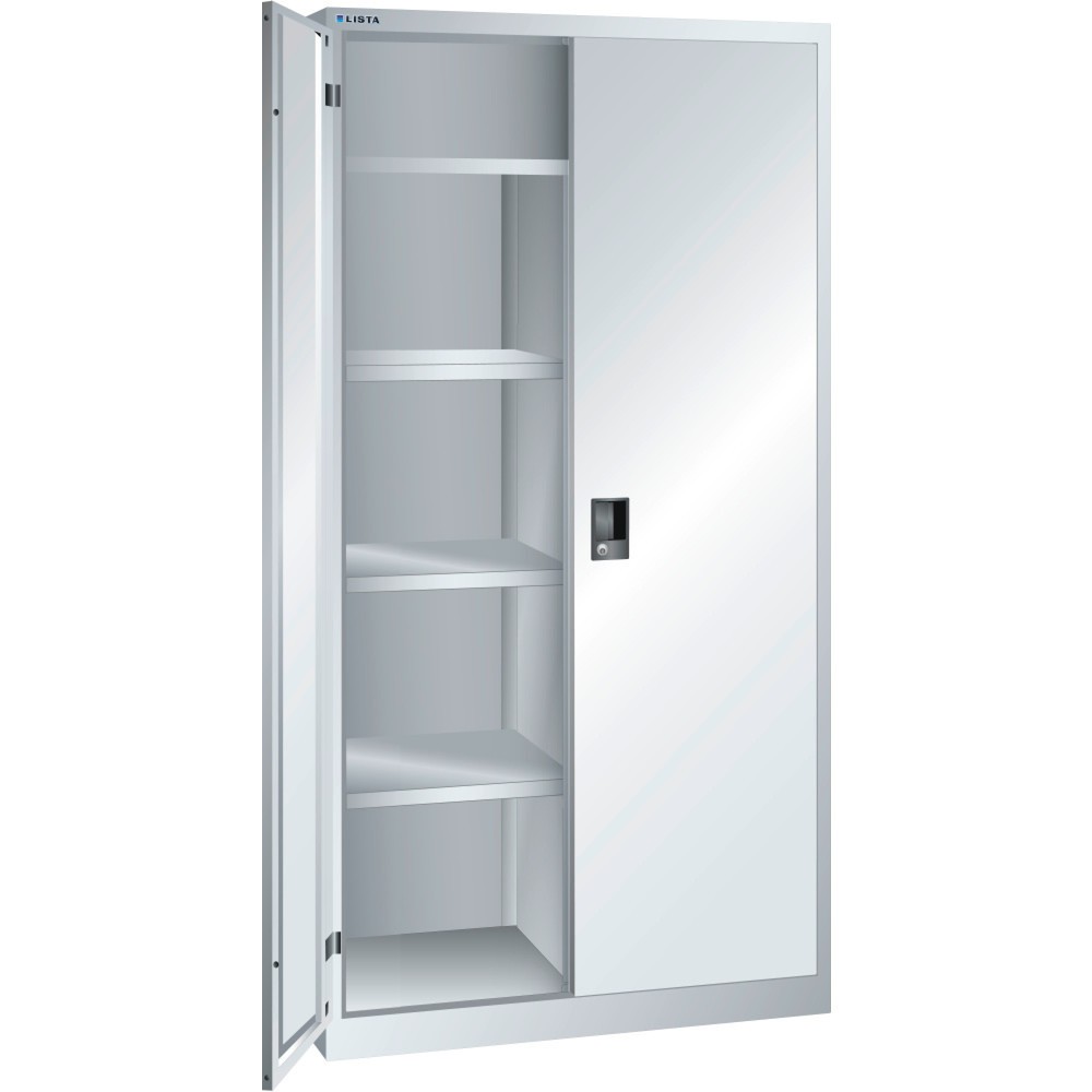LISTA Wäsche- und Kleiderspind, (BxTxH) 1000x500x1950mm, 4 Verstellböden, lichtgrau, CODE Lock
