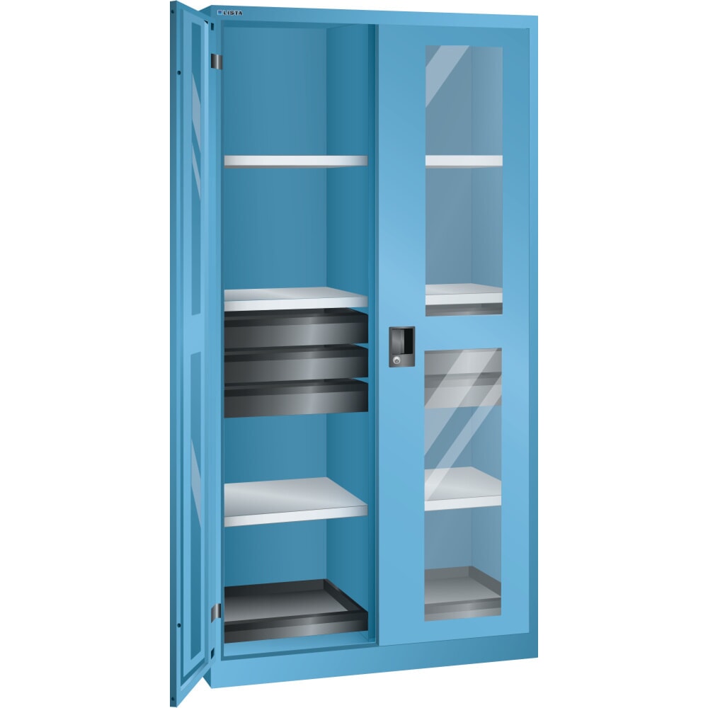 LISTA Werkzeugschrank, (BxTxH) 1000x580x1950mm, 2 Auszüge, 6 Schubladen, lichtblau, KEY Lock
