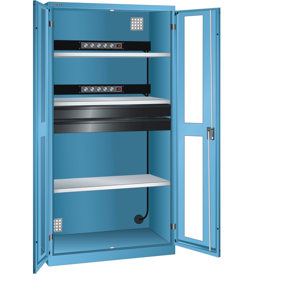 LISTA Akku-Ladeschrank, (BxTxH) 1000x580x1950mm, 2 Energieleisten, 2 Schubladen, lichtblau