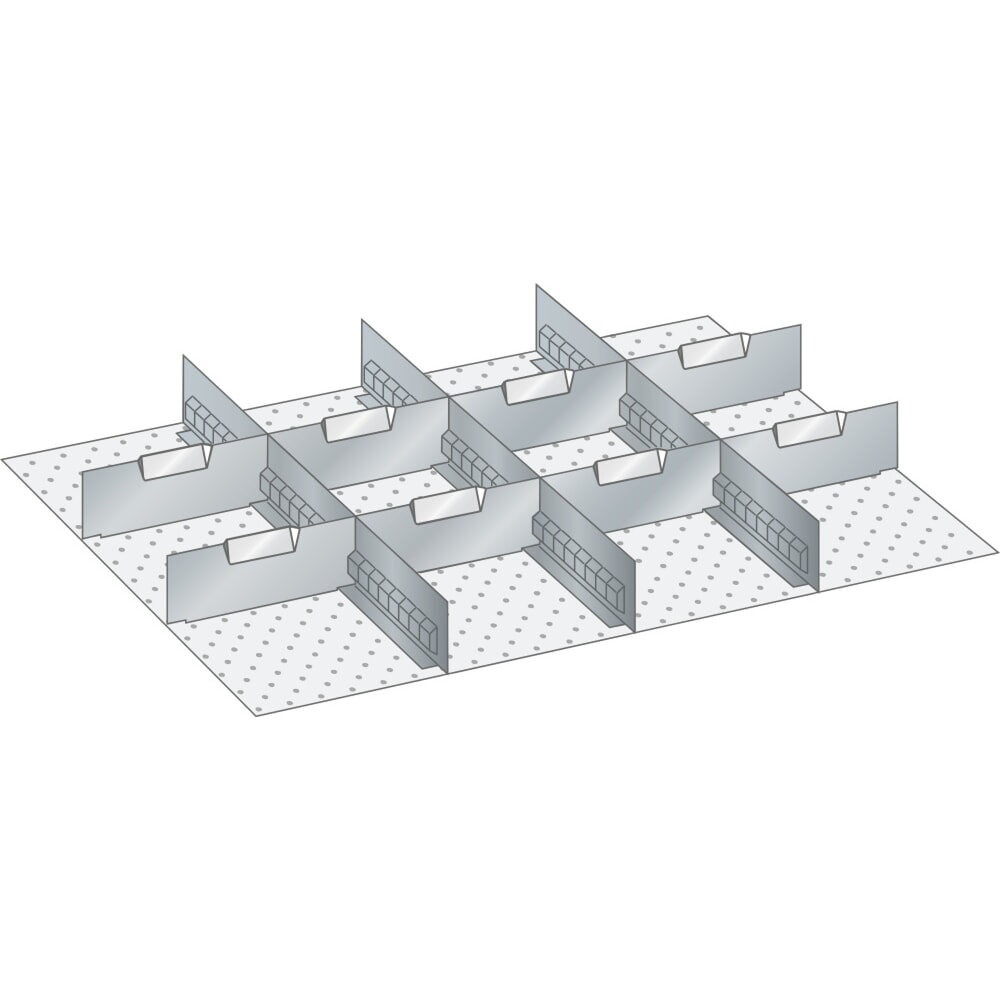 LISTA Set Schlitzwände und Trennbleche 36x27E, (BxTxFH) 612x459x75mm, 3 Schlitzwände, 8 Trennbleche