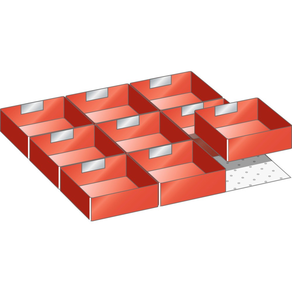 LISTA Set Einsatzkästen 27x27E, (BxT) 459x459mm, 9-teilig, für Fronthöhe 50mm