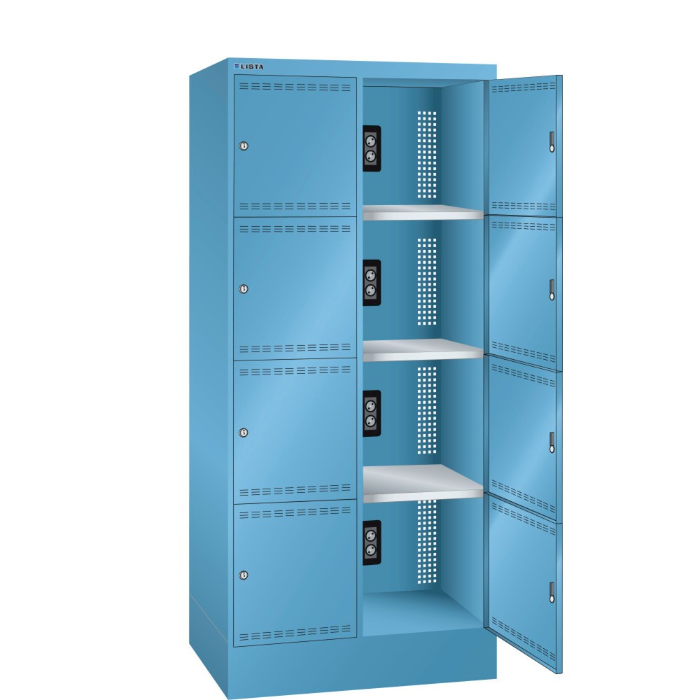 LISTA Akku-Ladeschrank, (BxTxH) 810x585x1790mm, 2x4 Fächer, 1 Modul pro Fach, lichtblau