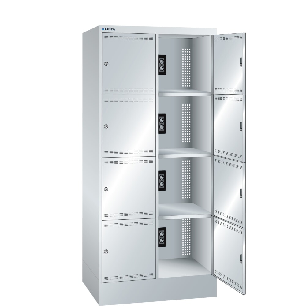 LISTA Akku-Ladeschrank, (BxTxH) 810x585x1790mm, 2x4 Fächer, 2 Module pro Fach, lichtgrau