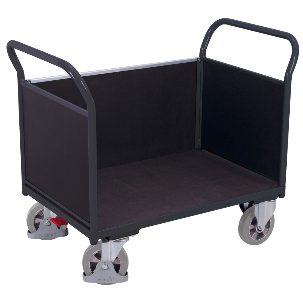 VARIOfit® Dreiwand-Magazinwagen, Siebdruckplatte, HxBxT 1015 mm x 1195 mm x 700 mm, anthrazitgrau
