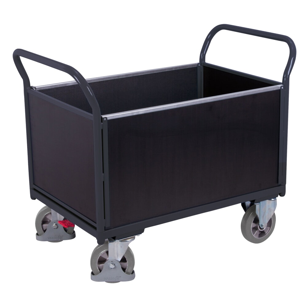 VARIOfit® Vierwandwagen, Siebdruckplatte, Tragfähigkeit 1000 kg, HxBxT 1015 mm x 2195 mm x 800 mm, anthrazitgrau