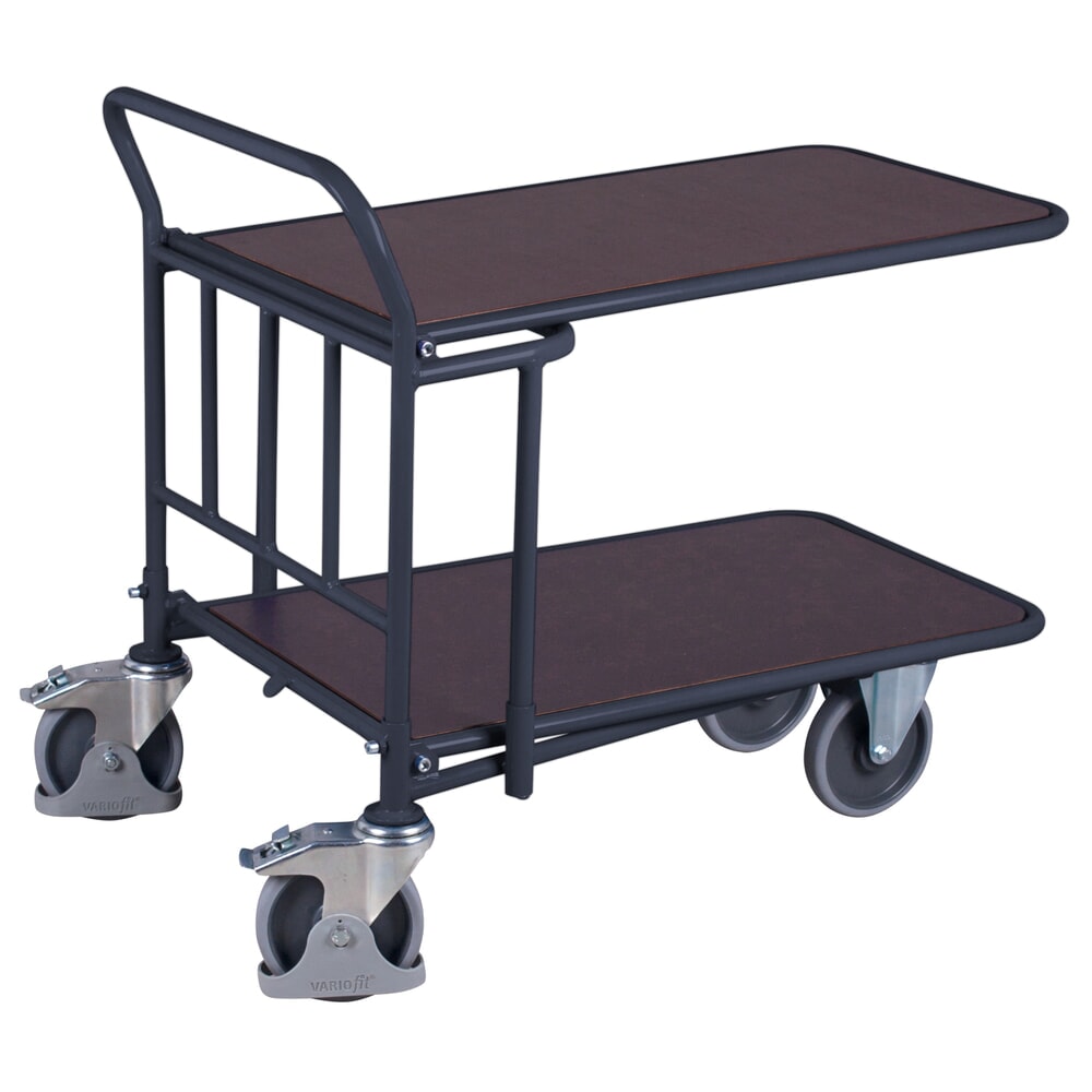 VARIOfit® C+C-Wagen, 2 Sperrholz-Ladeflächen, Siebdruckoberfläche, HxBxT 1005 mm x 1140 mm x 740 mm, anthrazitgrau