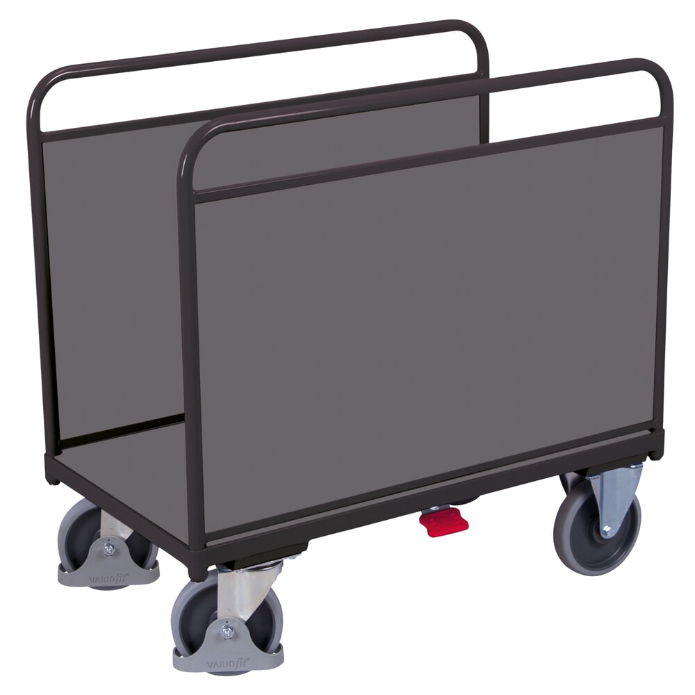 VARIOfit® Seitenbügel-Magazinwagen, Holzwerkstoff-Ladefläche, HxBxT 1045 mm x 1060 mm x 600 mm, anthrazitgrau