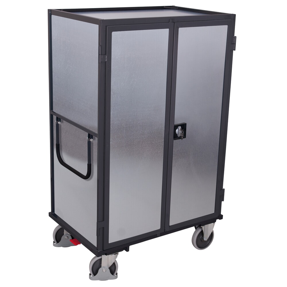 VARIOfit® Etagenwagen, abschliessbare Doppelflügeltür, Stahlblechwände, 1 Boden, HxBxT 1810 mm x 1315 mm x 830 mm, anthrazitgrau