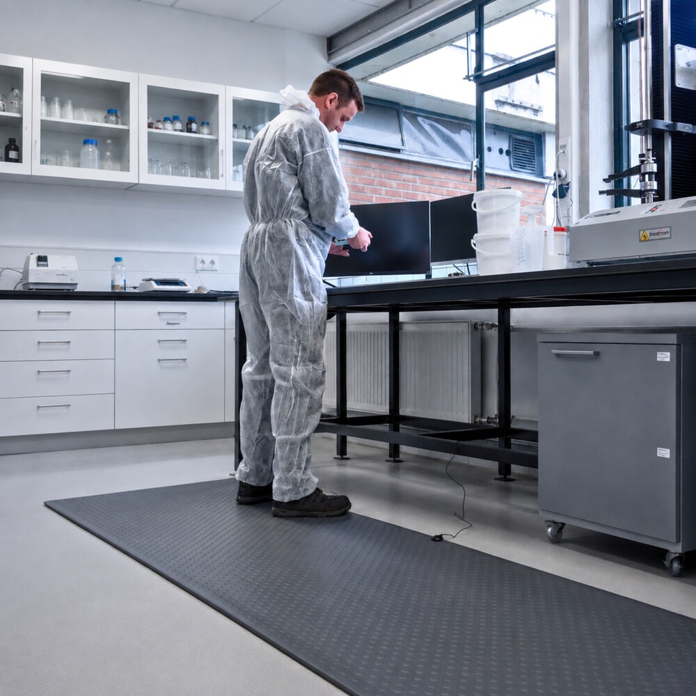 REBOURNE® Komfort-Industriematte W4, ESD-Ausführung, Komplett-Set, grau, BxL 910 mm x 2000 mm