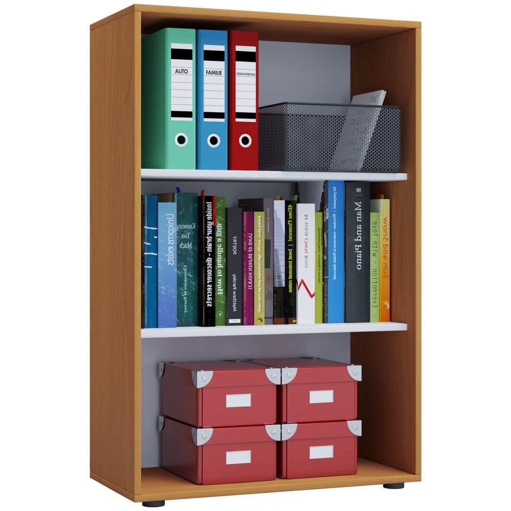 VCM Büroregal Lona, 3 Fächer, HxBxT 1.050 x 700 x 400 mm, Buche