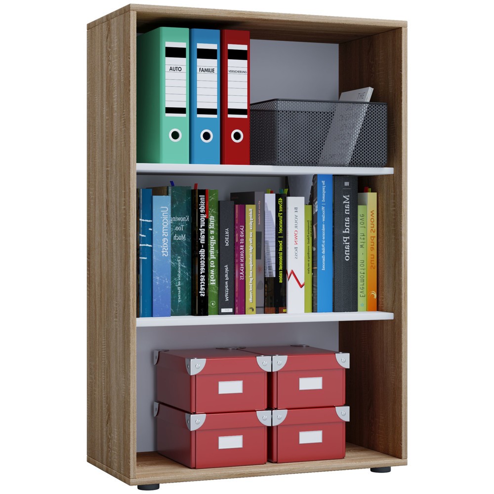 VCM Büroregal Lona, 3 Fächer, HxBxT 1.050 x 700 x 400 mm, Sonoma-Eiche