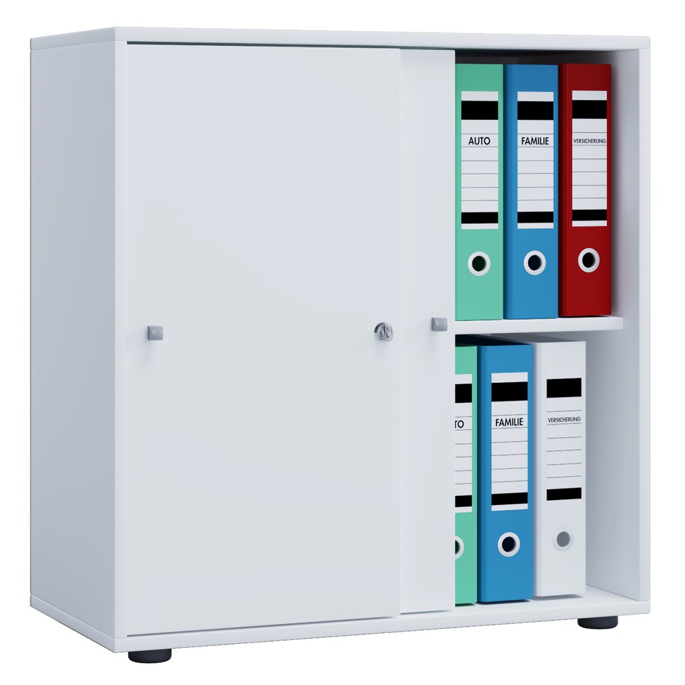 VCM Büroschrank Lona mit Schiebetüren, 2 Fächer, HxBxT 740 x 700 x 400 mm, weiss