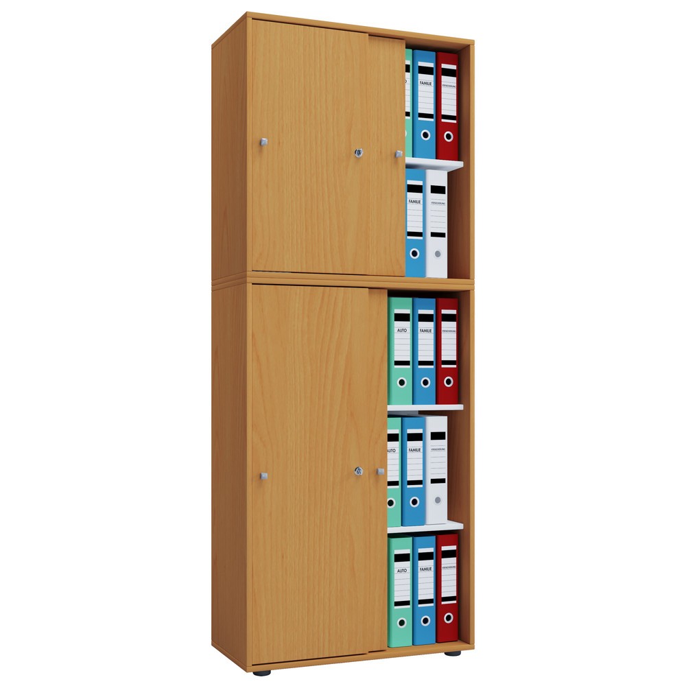 VCM Büroschrank Lona mit Schiebetüren, 5 Fächer, HxBxT 1.780 x 700 x 400 mm, Buche