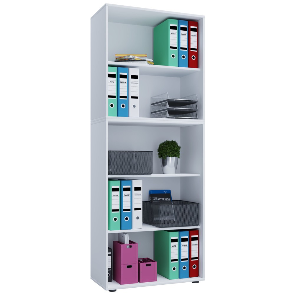 VCM Büroregal Lona, 5 Fächer, HxBxT 1.780 x 700 x 400 mm, weiss