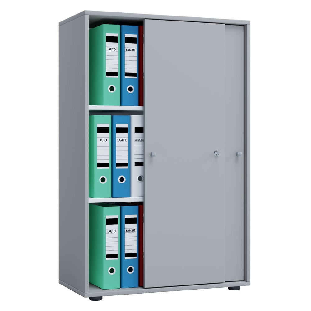 VCM Büroschrank Lona mit Schiebetüren, 3 Fächer, HxBxT 1.110 x 700 x 400 mm, grau