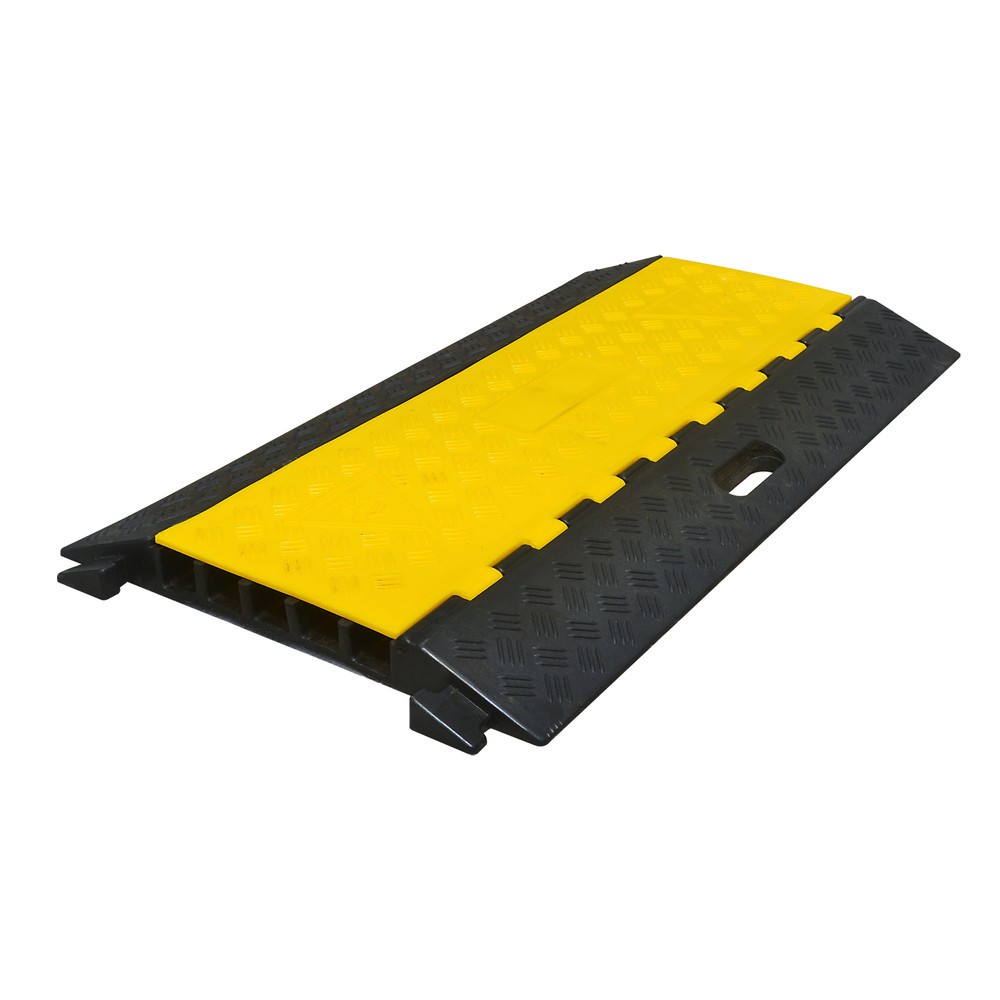 MORAVIA Kabelbrücke mit 5 Schächten, steckbar, HxBxT 50 x 900 x 590 mm, schwarz/gelb
