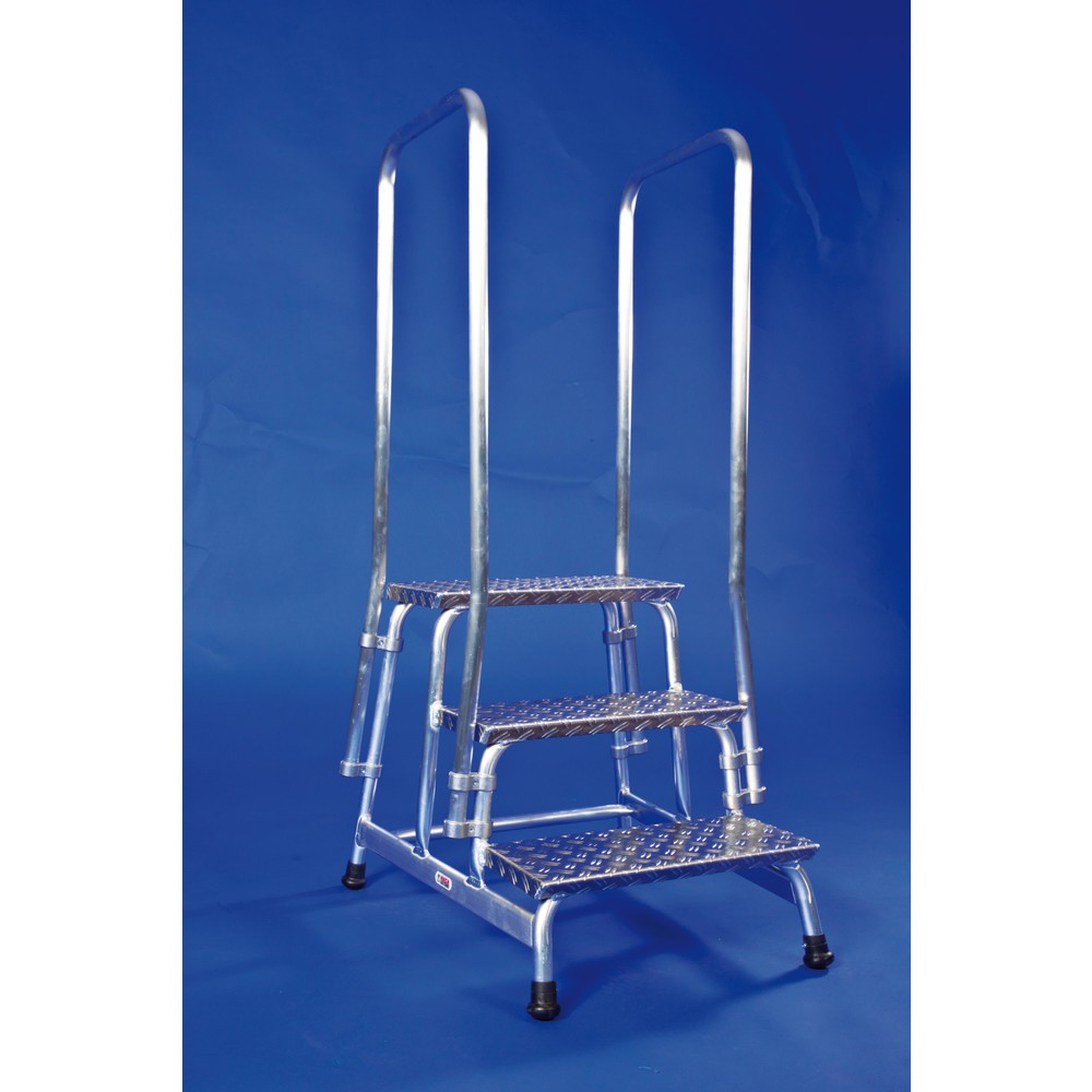 HACA Montagetritt aus Aluminium, Standhöhe 1 m, Handlauf beidseitig