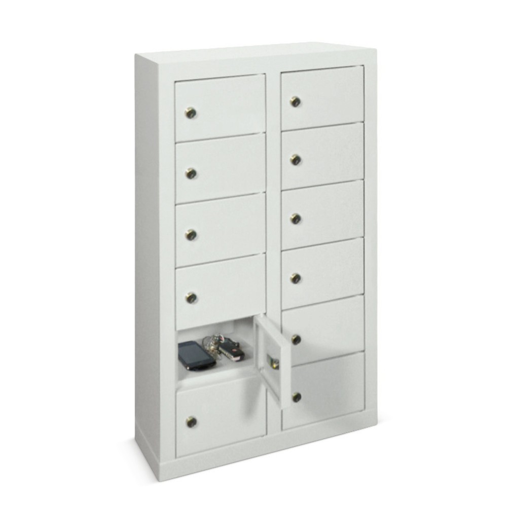 PAVOY Kleinfachschrank, 12 Fächer, HxBxT 815 x 460 x 200 mm, mit Etikettenrahmen, anthrazitgrau, lichtgrau