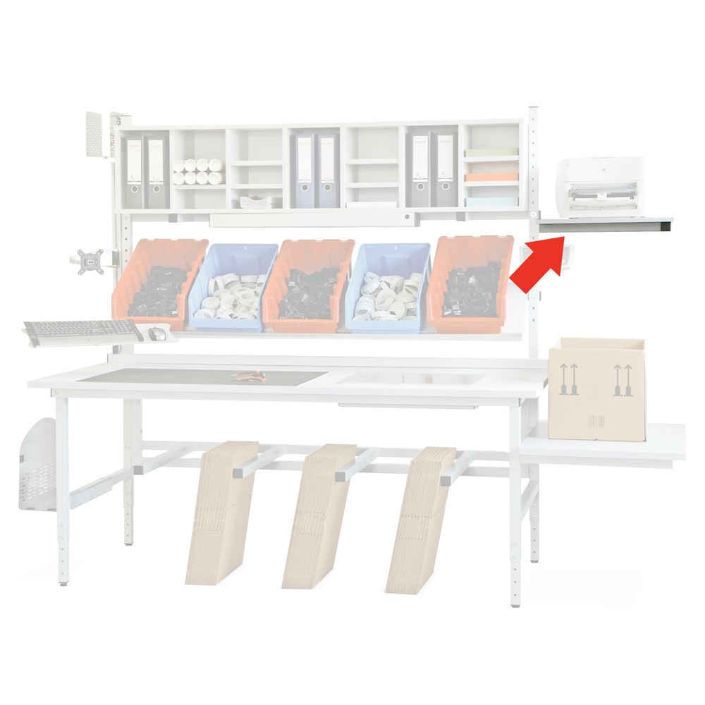 Seitlicher Ablagetisch, für DAHMEN Packtische Classic und Multiplex, HxB 550 x 450 mm, anthrazit