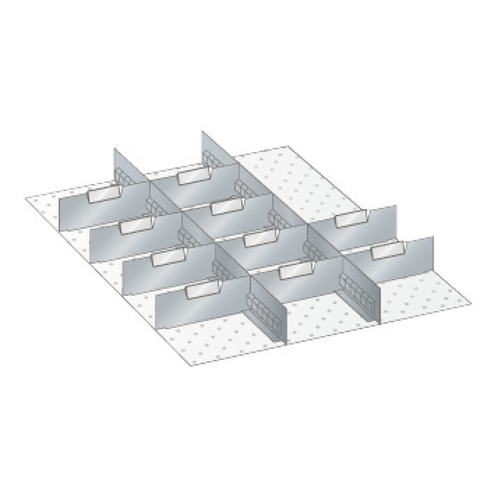 Trenn- und Steckwände für LISTA Schränke, 2 Schlitzwände, 10 Trennbleche, für Frontenhöhe 150 mm