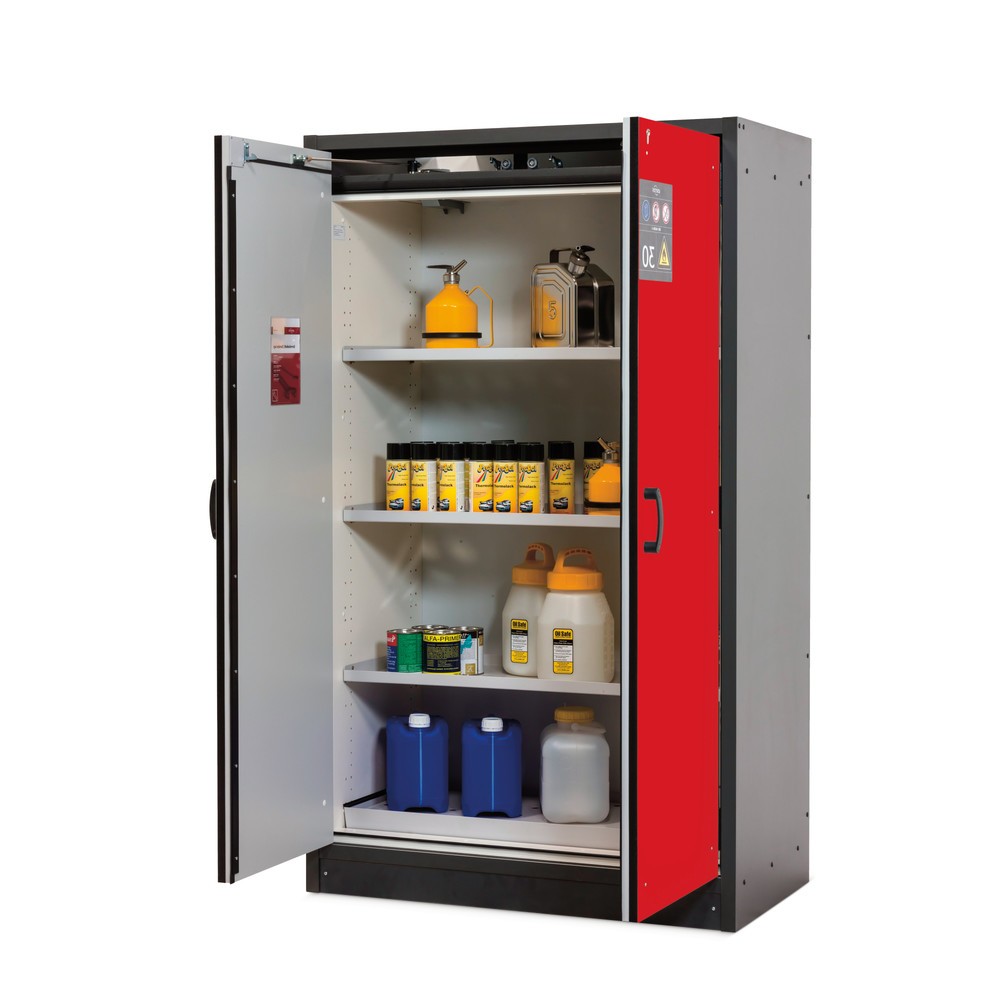 asecos® Brandschutzschrank Typ 30, HxBxT 1.947 x 564 x 620 mm, anthrazitgrau, verkehrsrot