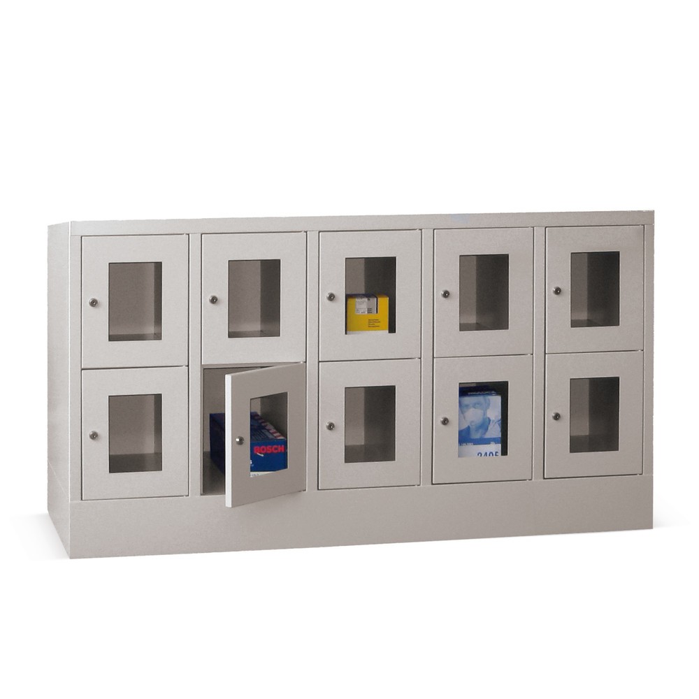 PAVOY Schliessfachschrank mit Sichtfenster, 5 x 2 Fächer, HxBxT 855 x 1.500 x 500 mm, anthrazitgrau, lichtgrau