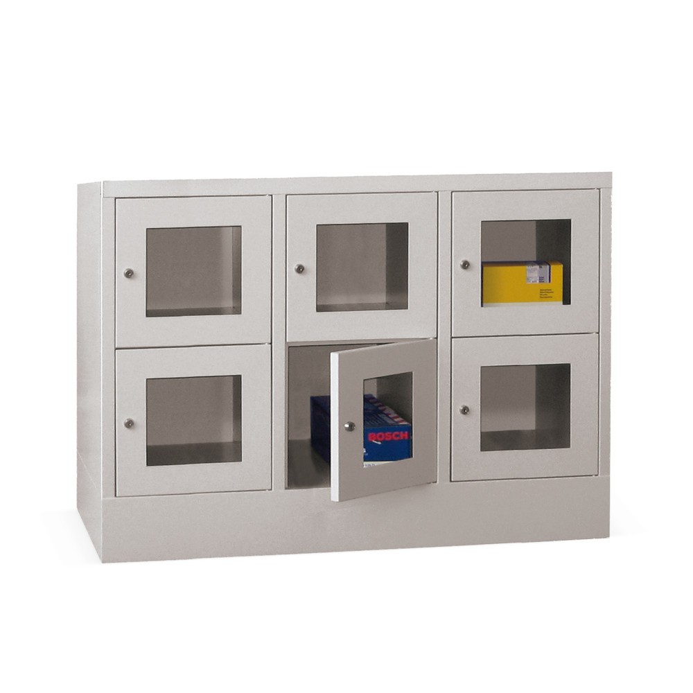 PAVOY Schliessfachschrank mit Sichtfenster, 3 x 2 Fächer, HxBxT 855 x 1.200 x 500 mm, anthrazitgrau, anthrazitgrau