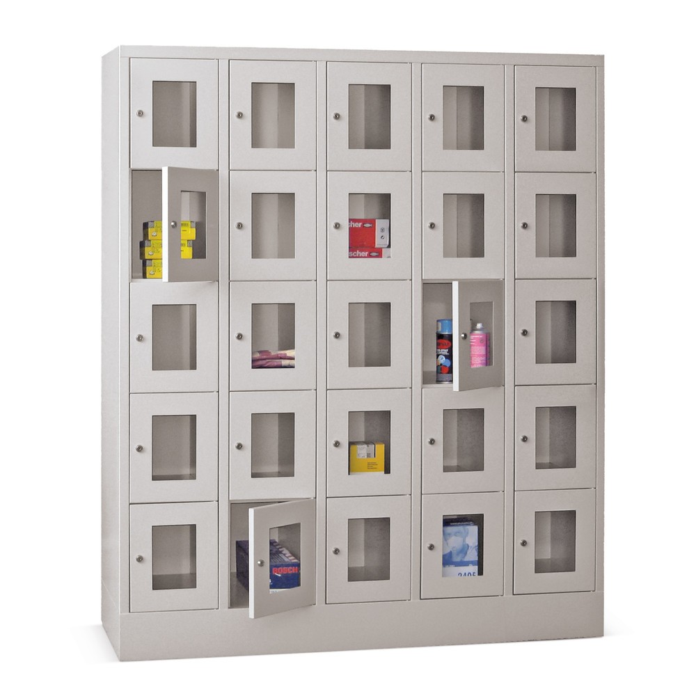 PAVOY Schliessfachschrank mit Sichtfenster, 5 x 5 Fächer, HxBxT 1.850 x 1.500 x 500 mm, anthrazitgrau, anthrazitgrau