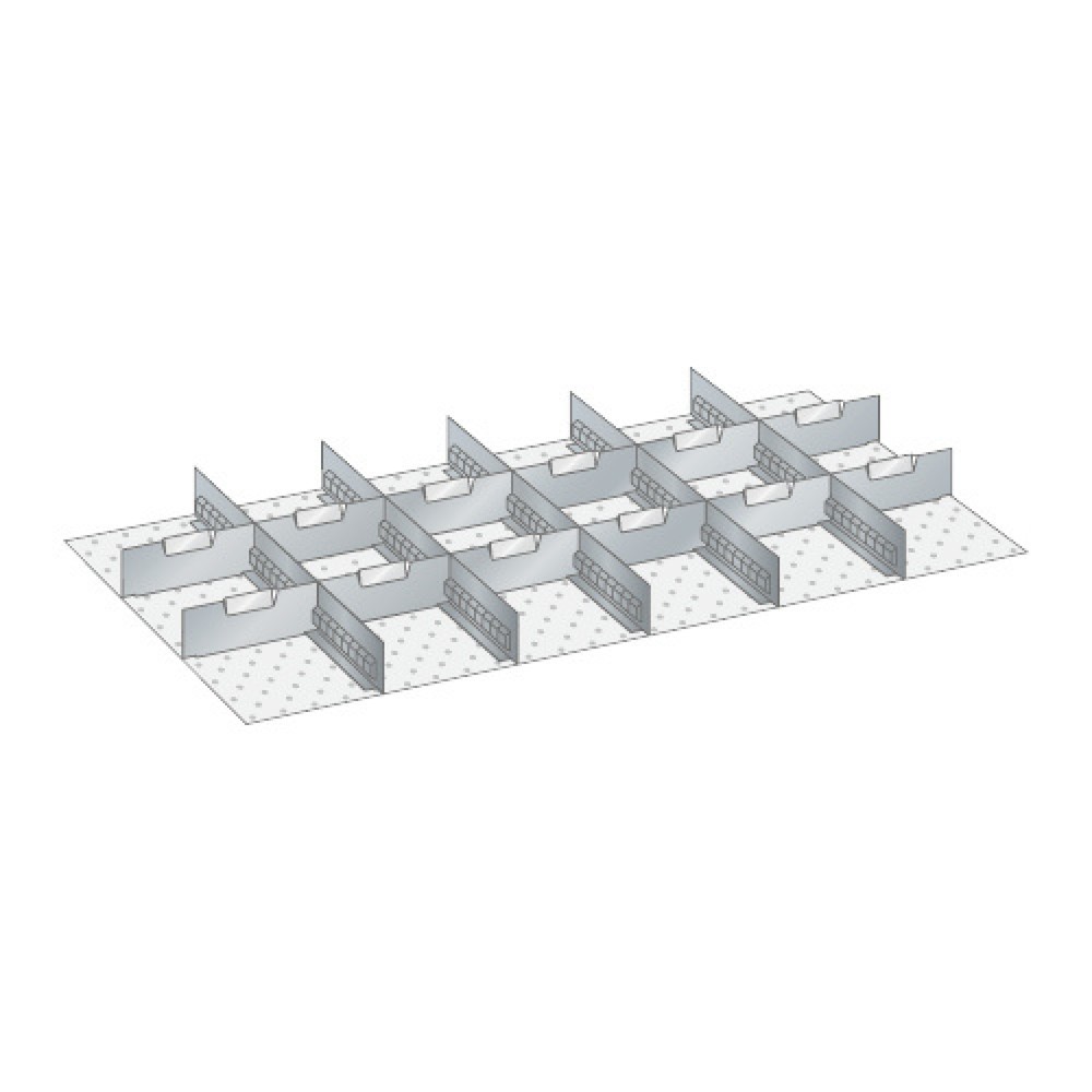 Trenn- und Steckwände für LISTA Schränke, 5 Schlitzwände, 12 Trennbleche, für Frontenhöhe 100 mm, BxT 918 x 459 mm