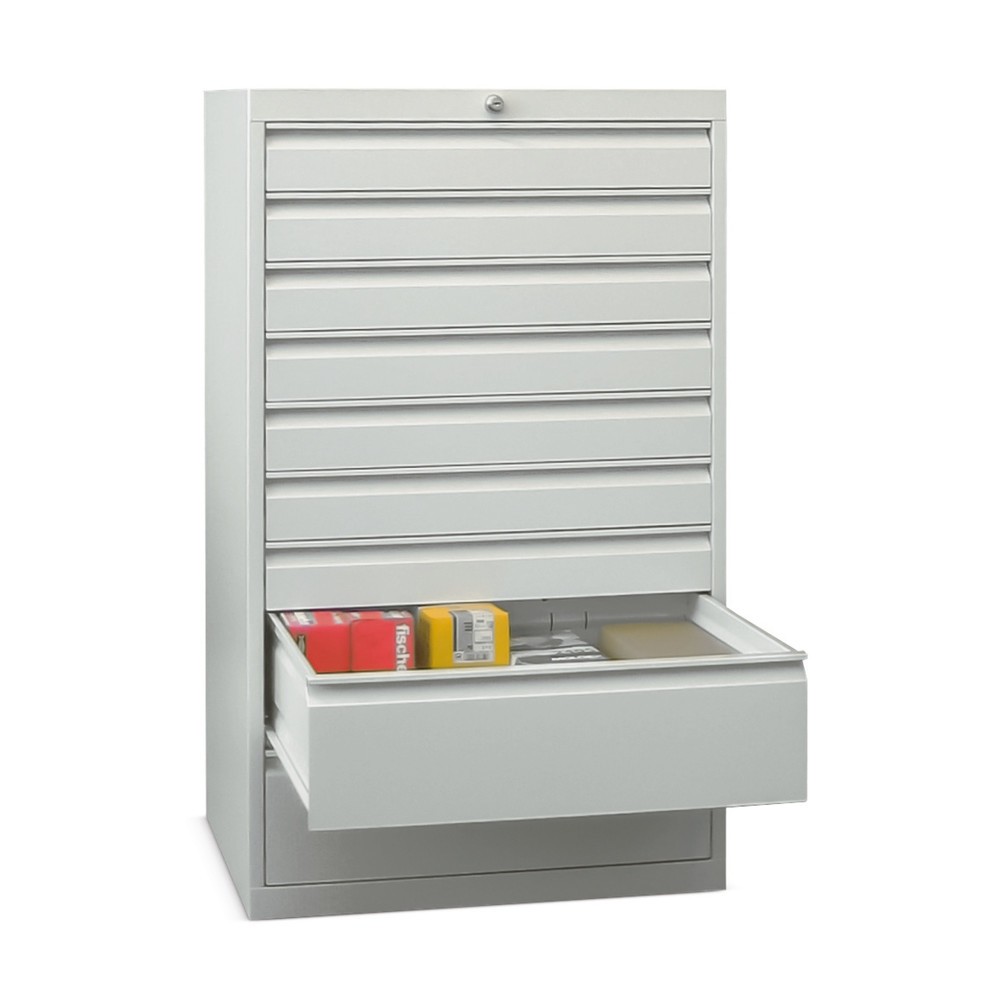 PAVOY Schubladenschrank, Höhe 1.200 mm, Schubladen 3x75 + 2x100 + 1x150 + 3x175 mm, Breite 715 mm, lichtgrau, anthrazitgrau