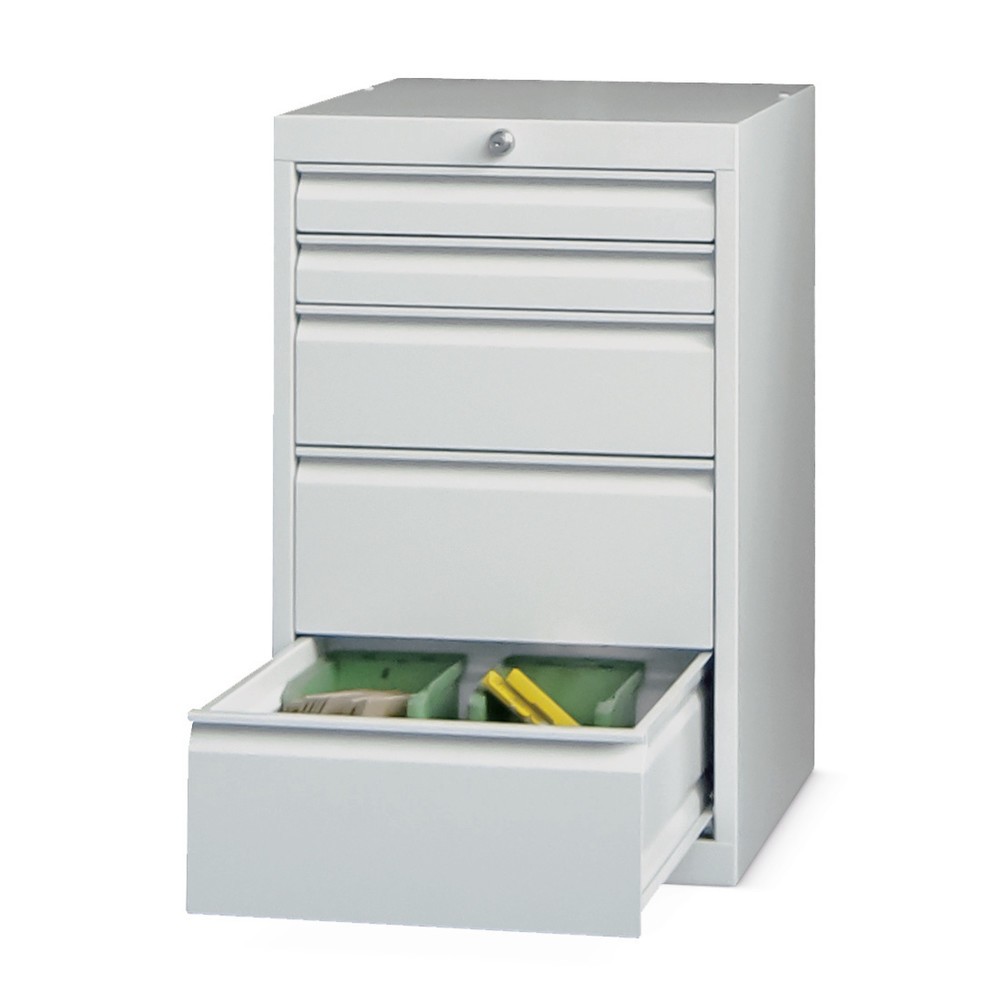 PAVOY Schubladenschrank, Höhe 800 mm, Schubladen 6x70 + 1x100 + 1x150 mm, Breite 500 mm, lichtgrau, anthrazitgrau