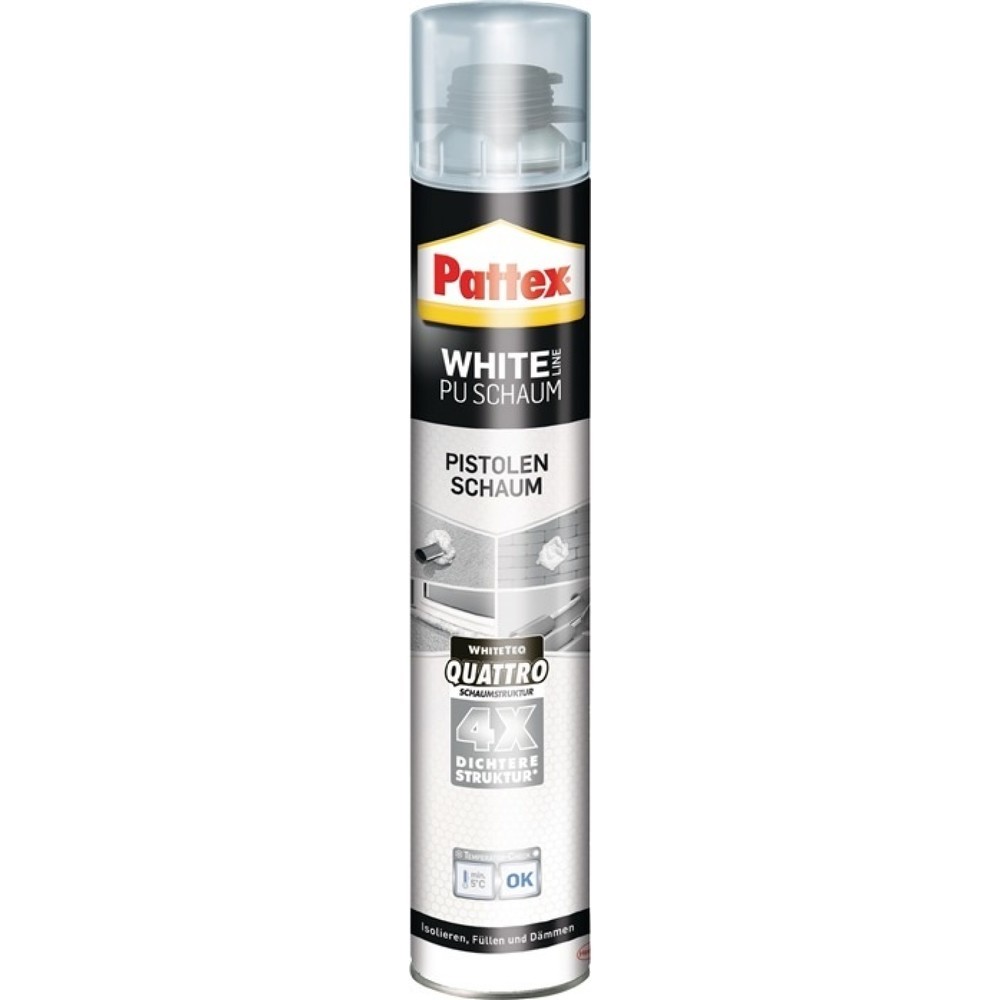 PATTEX 1K-Pistolenschaum White Line PUS75 750 ml B2 weiss m.Einw.-Handsch.Dose
