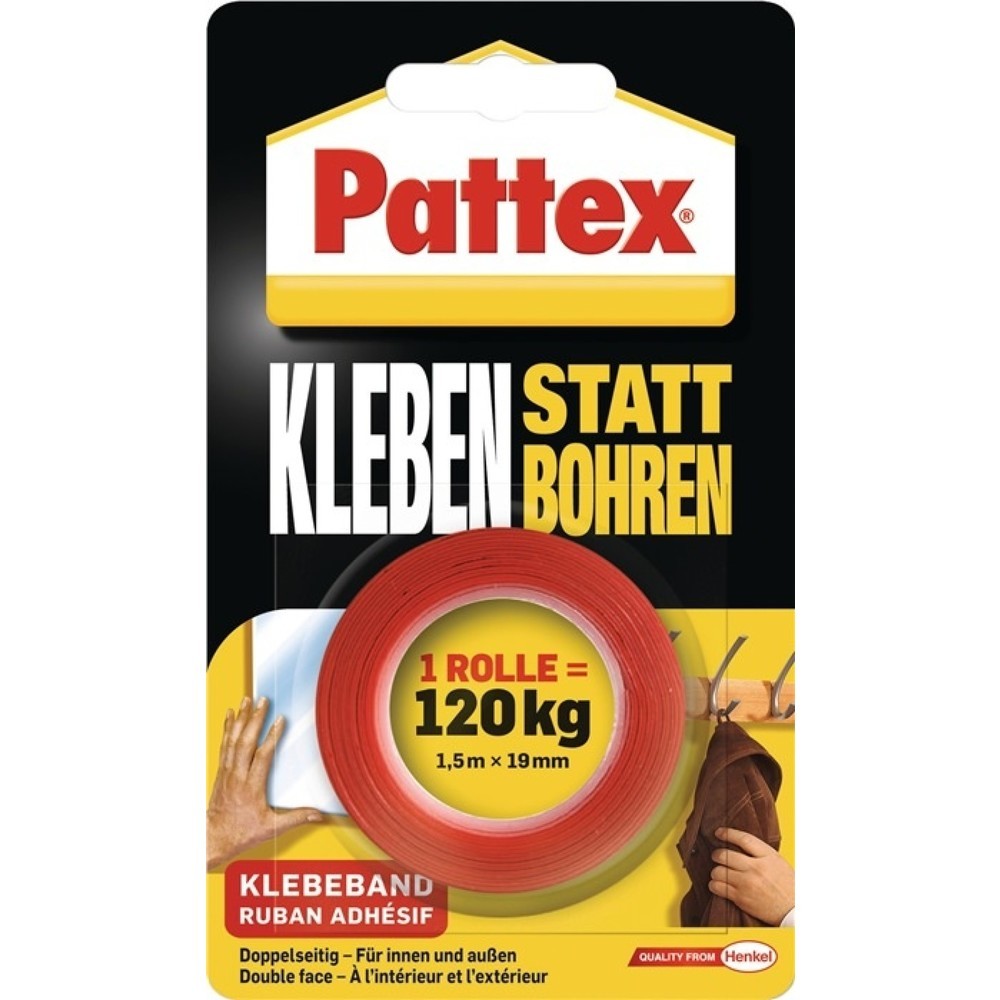 PATTEX Montageband Kleben statt Bohren transl.L.1,5m B.19mm Rl