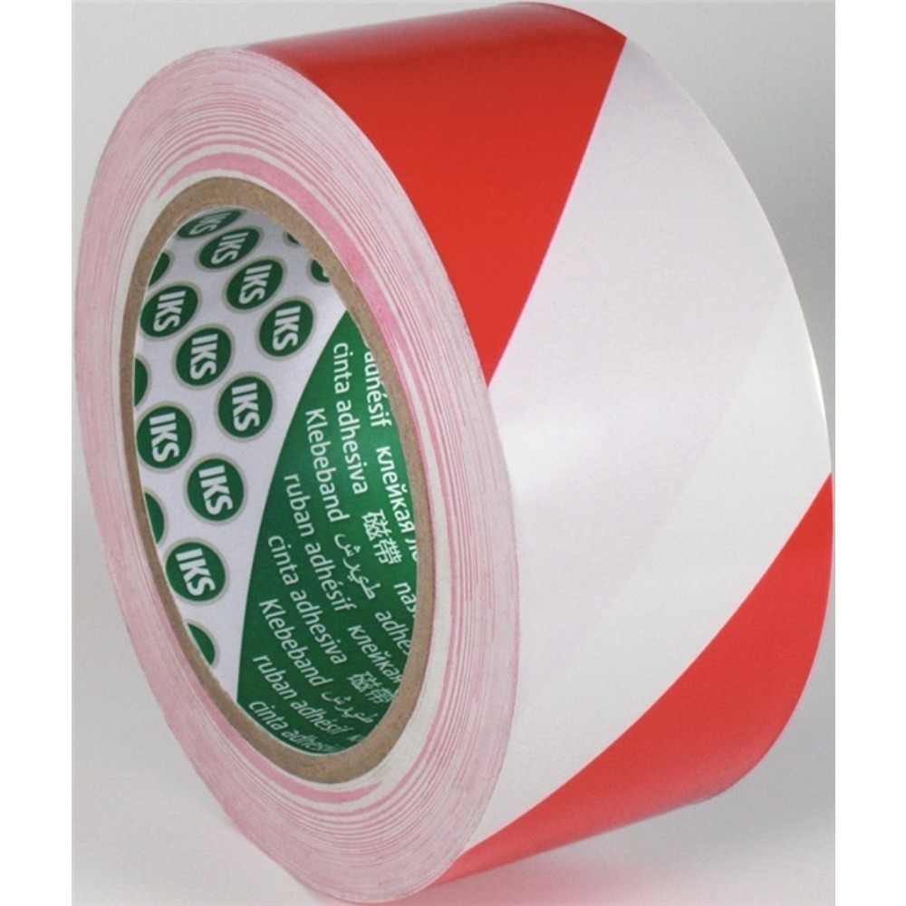 IKS Bodenmarkierungsband F33 PVC rot/weiss L.33m B.50mm Rl