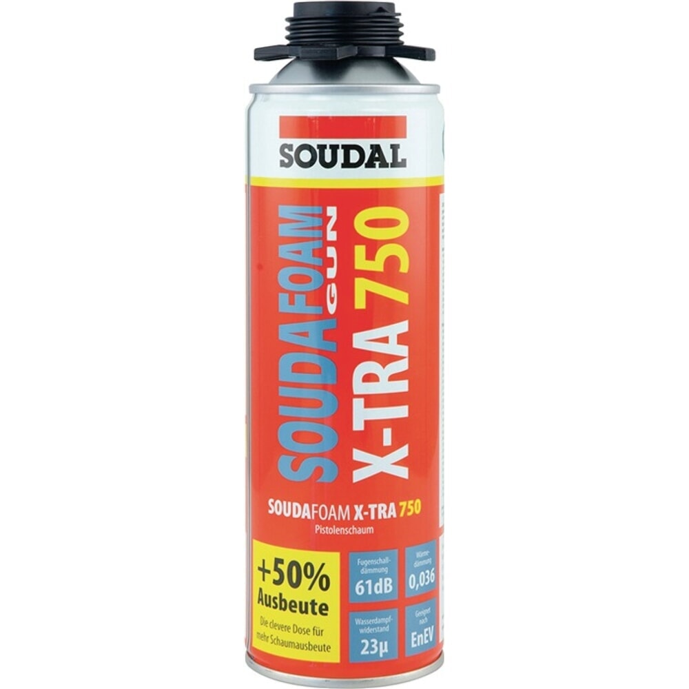 SOUDAL 1K-Pistolenschaum SOUDAFOAM X-TRA 750 500 ml B2 grau o.Einw.-Handsch.Dose