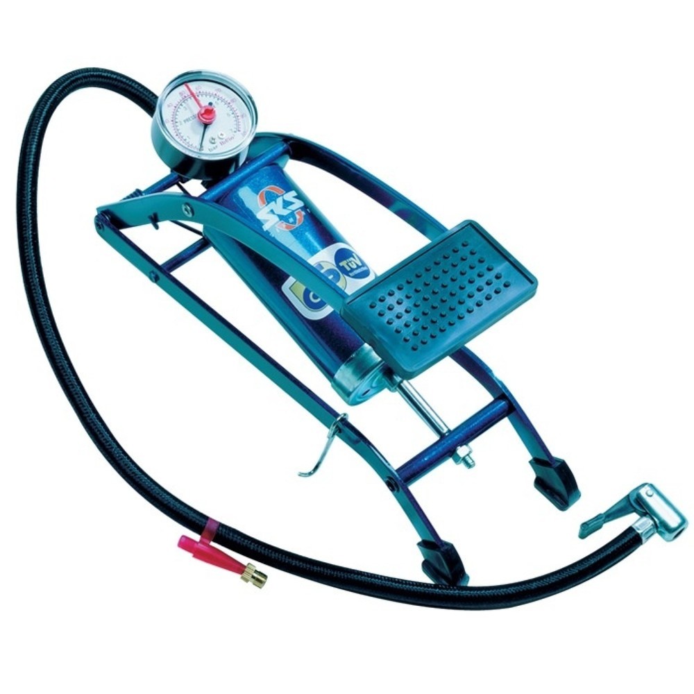 Fussluftpumpe 5bar Doppelzylinder m.Manometer