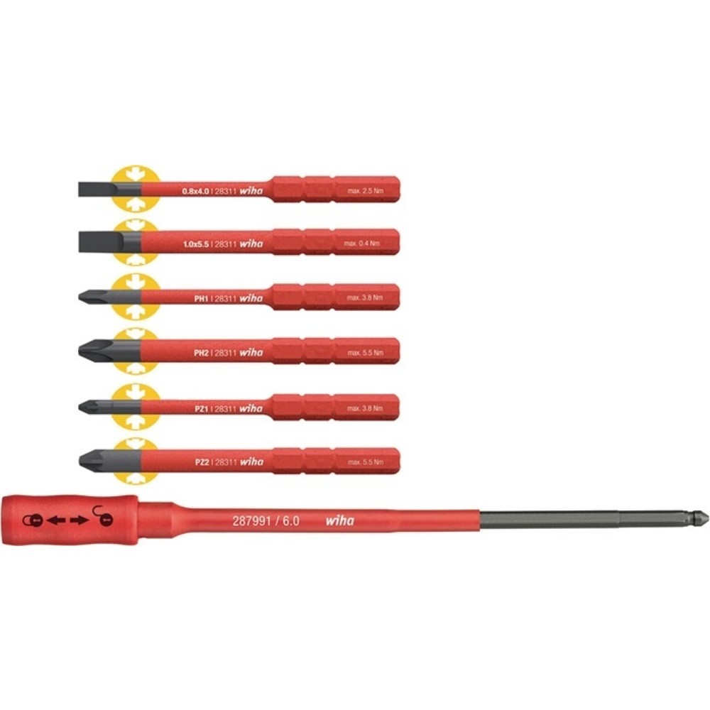 wiha Wechselklingensatz slimBit Pk.7-tlg.Torque/Schlitz/Phillips/Pozidriv
