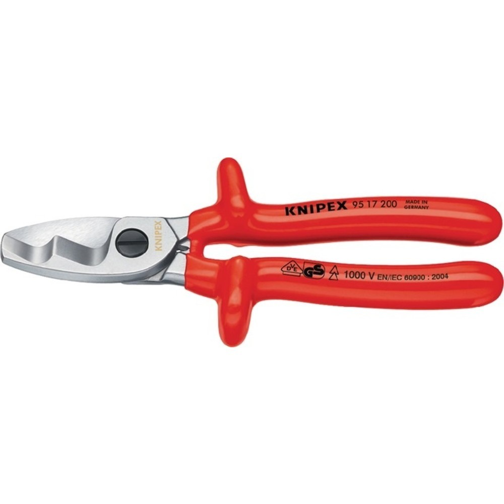 KNIPEX Kabelschere L.200mm Kopf verchr.VDE tauchisol