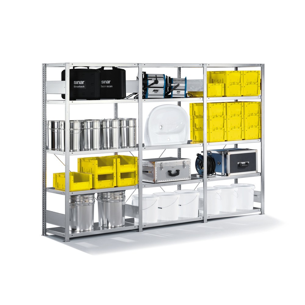 META Komplettpaket Fachbodenregal verzinkt, Fachlast 230 kg, HxBxT 2.000 x 3.068 x 536 mm