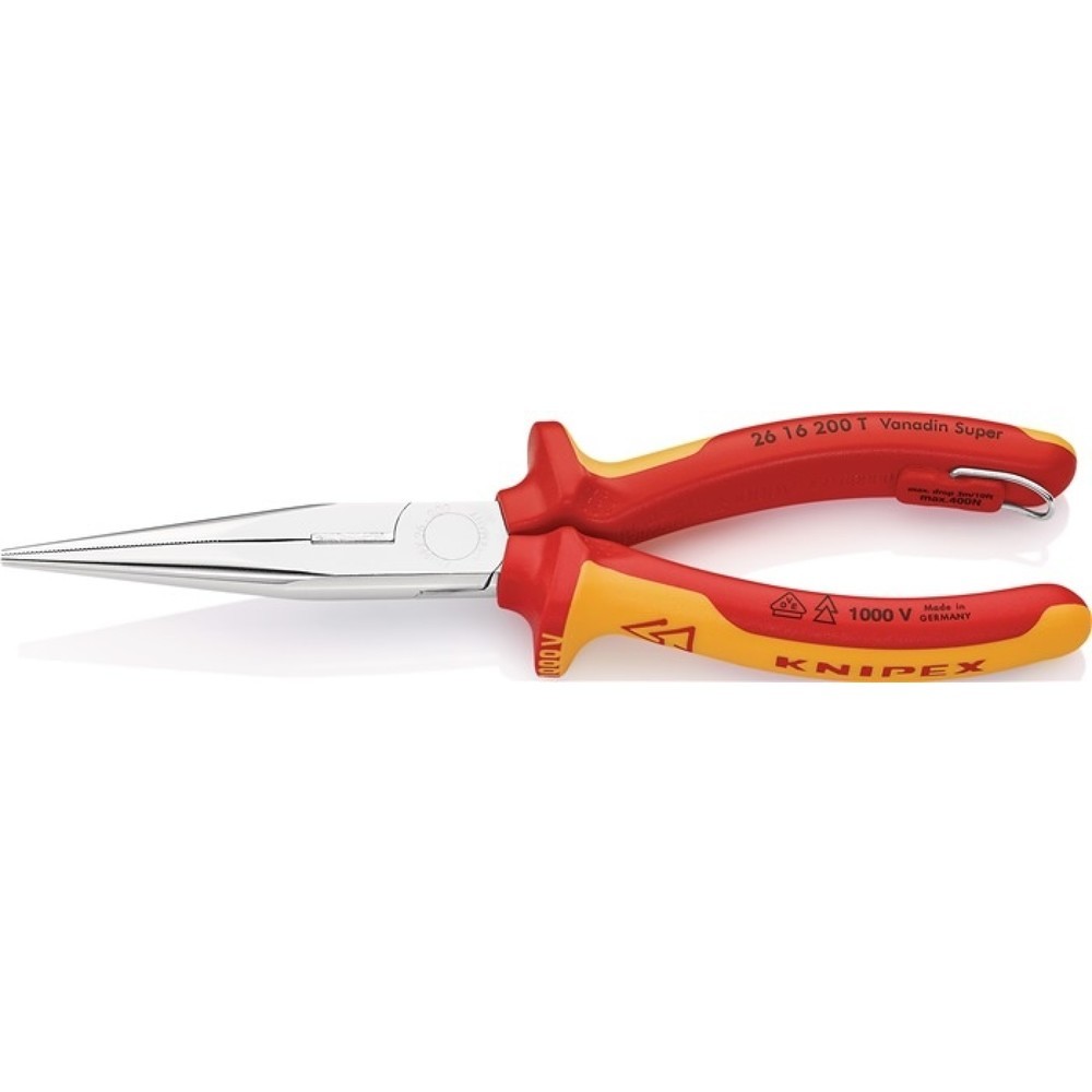 KNIPEX Flachrundzange L.200mm ger.VDE m.Öse Mehrkomp.-Hüllen