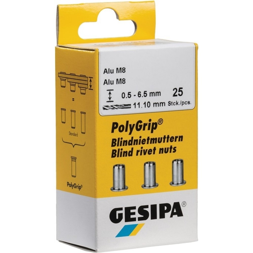 GESIPA Blindnietmutter PolyGrip® Nietschaft dxl 11x20mm M8 Alu 25 St