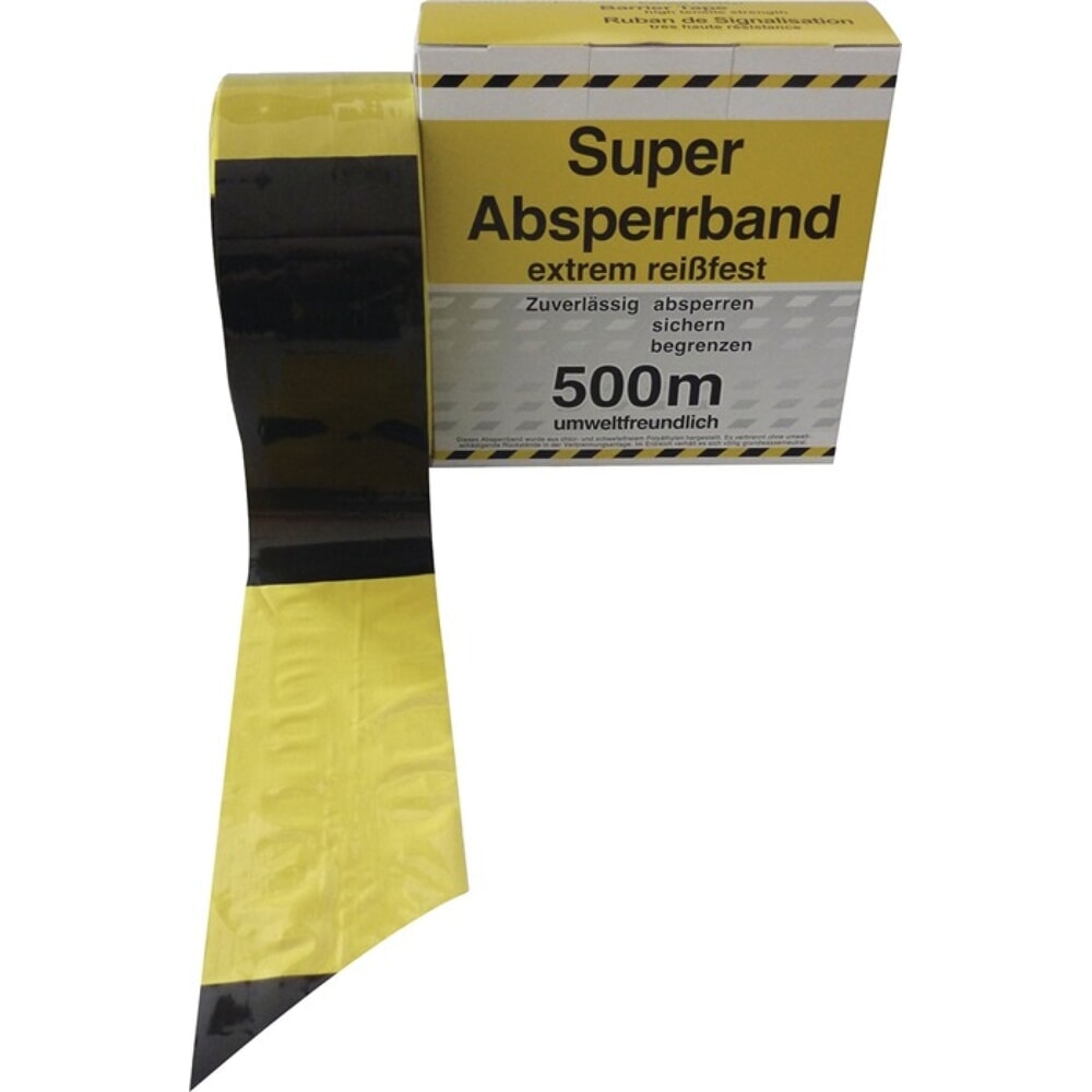 Absperrband L.500 m B.80mm gelb/schwarz geblockt 500m/Karton