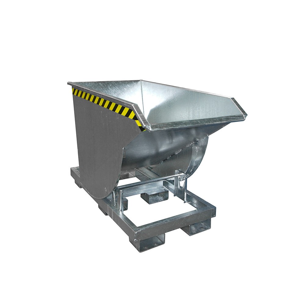 Bauer® Kippbehälter mit Abrollmechanik Premium, tiefe Bauform, verzinkt, ohne Deckel, Volumen 0,3 m³