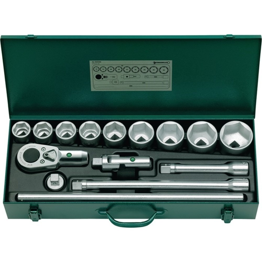 STAHLWILLE Steckschlüsselsatz 55/9/6N 15-tlg.3/4 Zoll SW 32-60mm Z.36 6KT