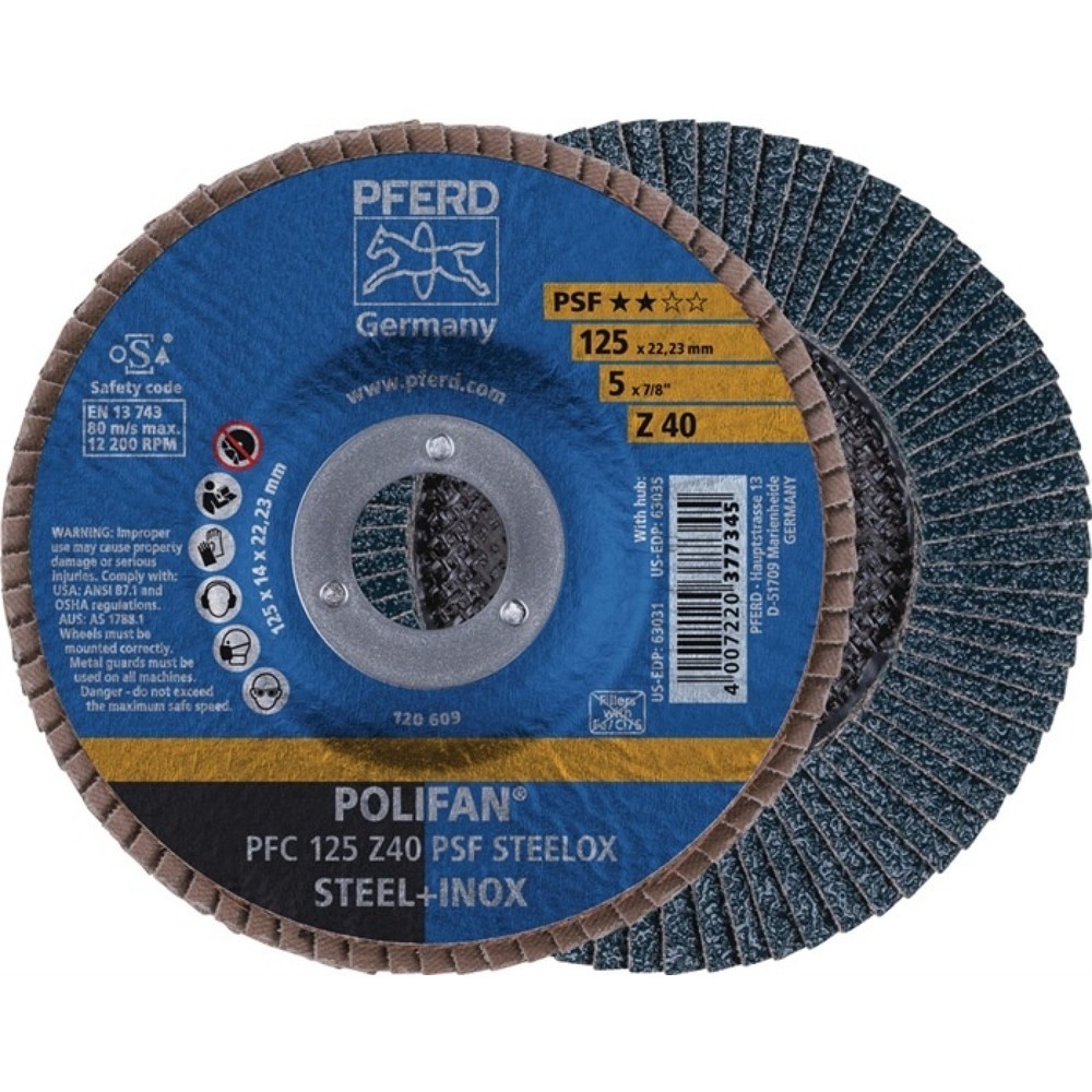 PFERD Fächerscheibe POLIFAN Z PSF STEELOX D.115mm K.Z-60 kon.INOX ZK