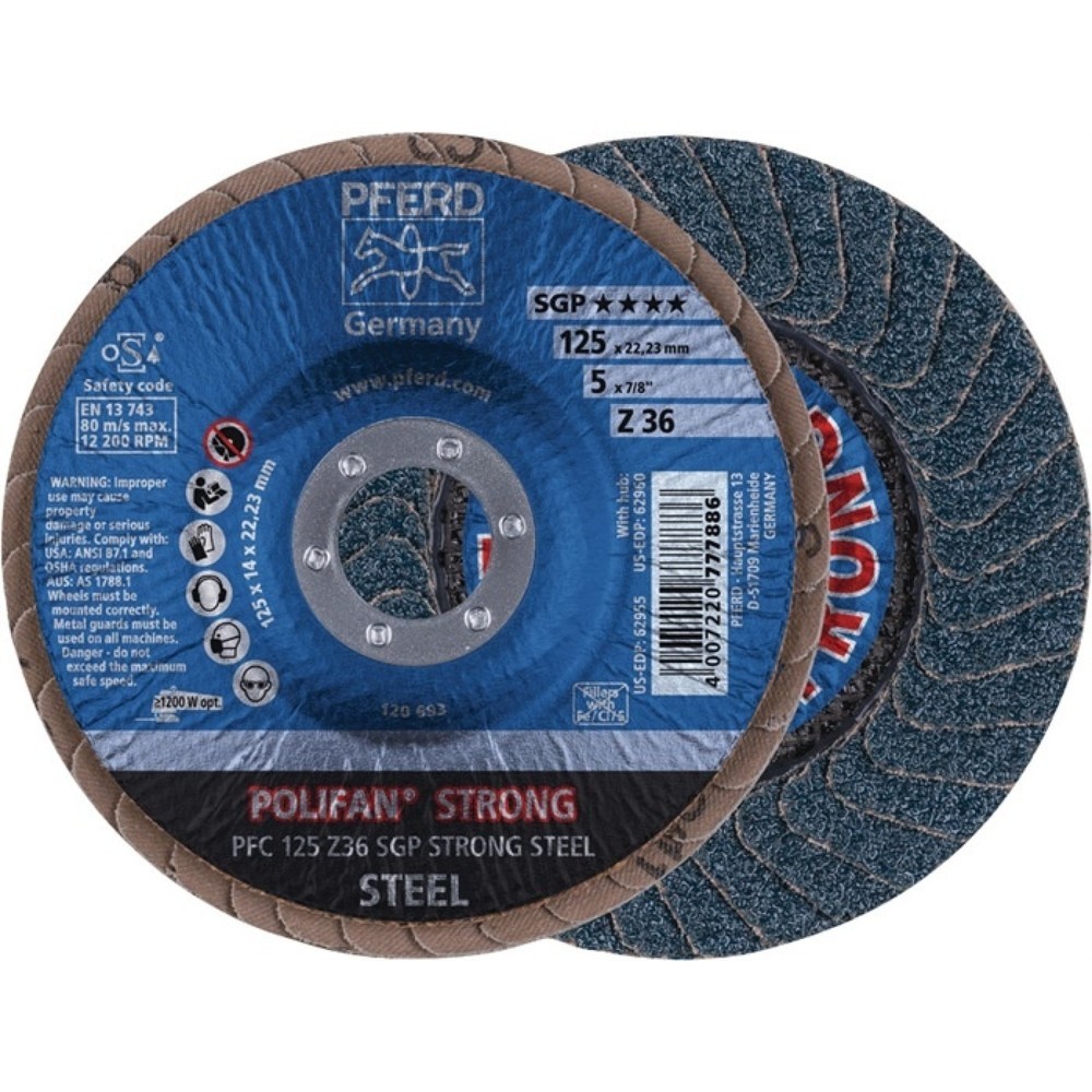 PFERD Fächerscheibe POLIFAN Z SGP STRONG STEEL D.125mm K.50 kon.INOX ZK